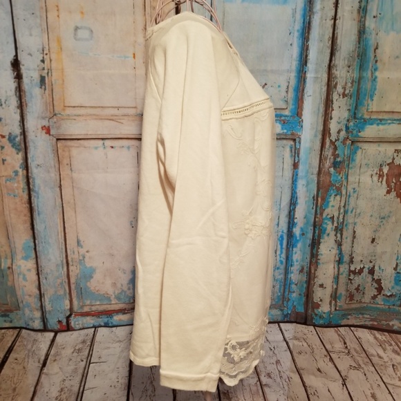 Maurices Cream Sweatshirt With Lace Overlay - Picture 3 of 5